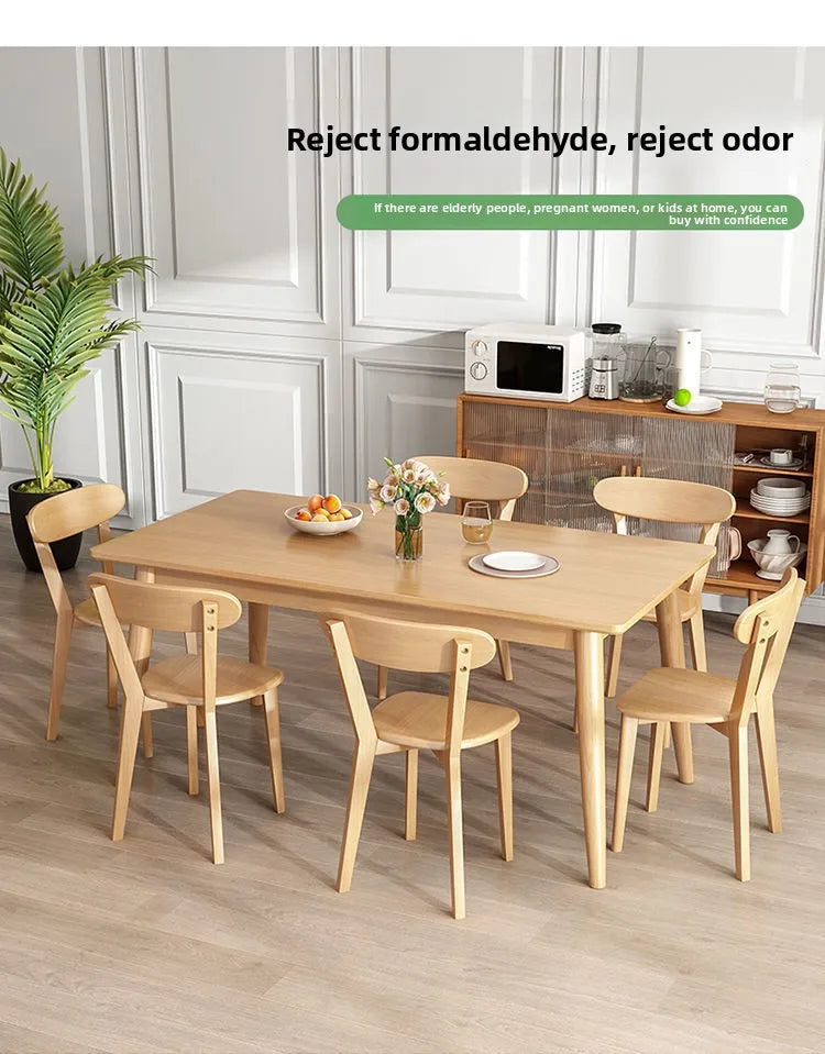 Solid Wood Dining Table Modern Rectangular Kitchen Table Minimalist Rectangular Compact Small Space Saving Kitchen Dining Room