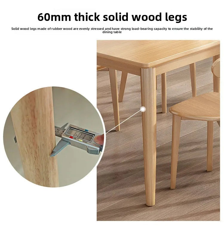 Solid Wood Dining Table Modern Rectangular Kitchen Table Minimalist Rectangular Compact Small Space Saving Kitchen Dining Room