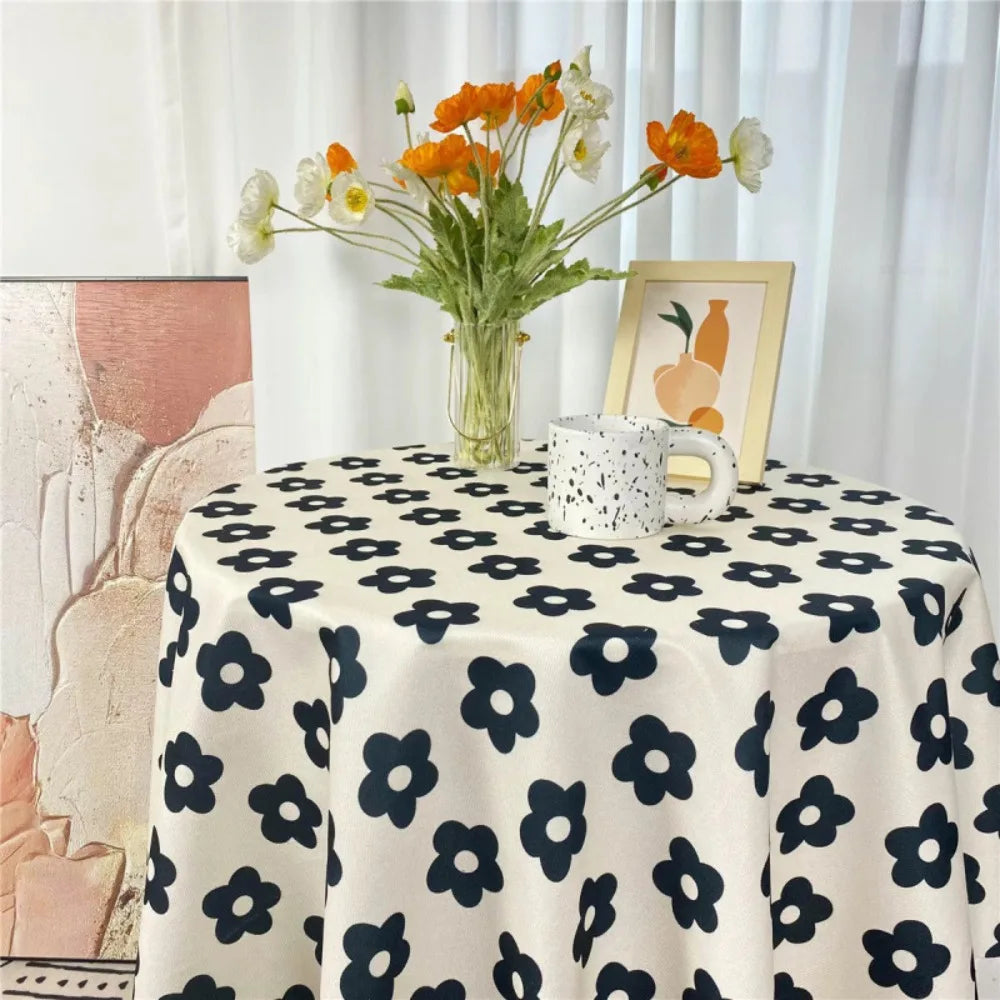 Dining Mat Vintage Floral Table Cloth Chinese Style Printing Elegant Picnic Mat Light Luxury Round Table Tablecloth Girl's Desk
