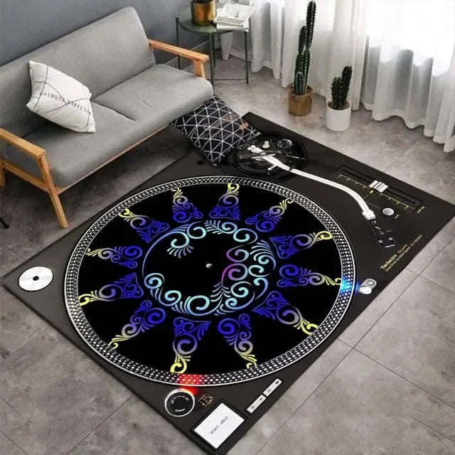 Living Room Bedroom Table Large Area Rug Kitchen Floor Mat Bathroom Non-Slip  Vinyl Disc Player