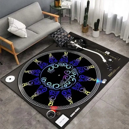 Living Room Bedroom Table Large Area Rug Kitchen Floor Mat Bathroom Non-Slip  Vinyl Disc Player
