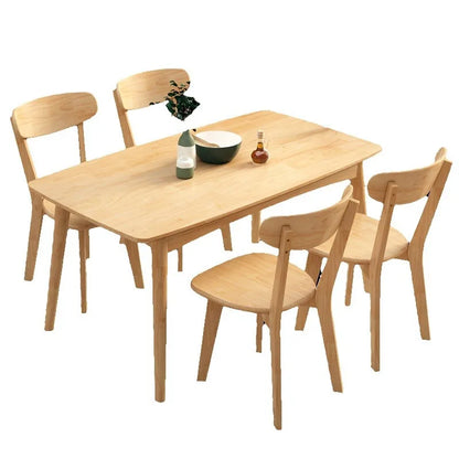 Solid Wood Dining Table Modern Rectangular Kitchen Table Minimalist Rectangular Compact Small Space Saving Kitchen Dining Room