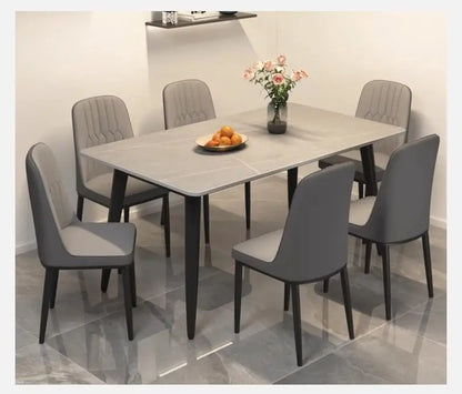 Sintered Stone Dining Table Modern Minimalist Thick Matte Top Light Luxury Glossy Edge Small Space Home Furniture Dinning Table