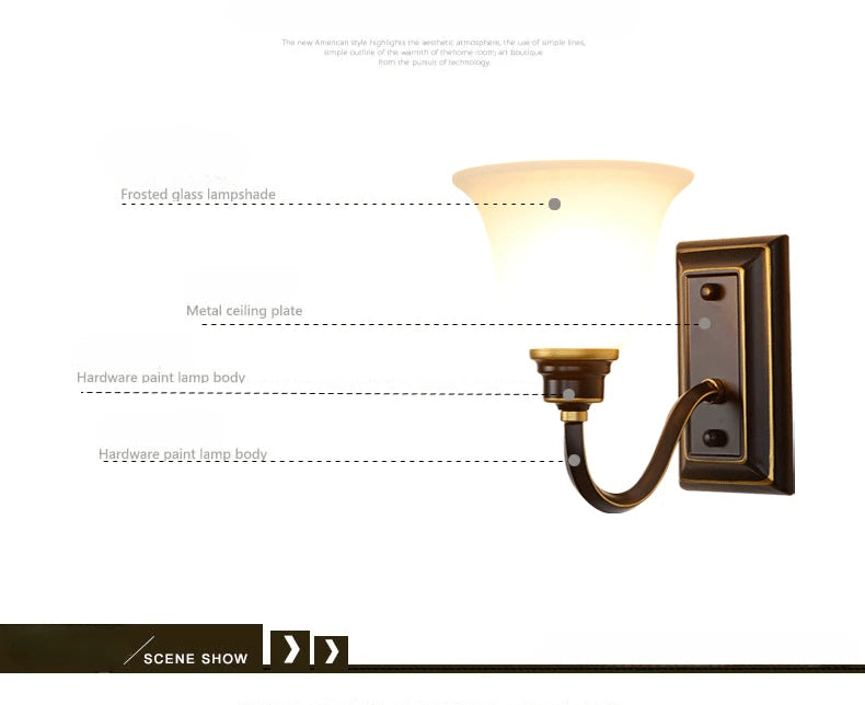 American Country Simple Living Room Corridor Aisle Bedroom Bedside Single Wall Lamp