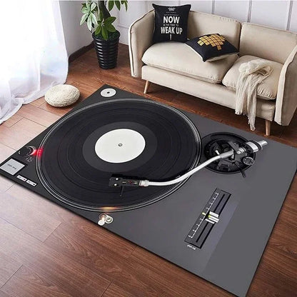 Living Room Bedroom Table Large Area Rug Kitchen Floor Mat Bathroom Non-Slip  Vinyl Disc Player