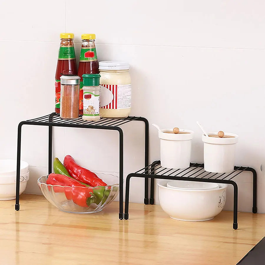 Kitchen Storage Rack, Wrought Iron Seasoning Rack, Countertop Sink, Floor-Standing Bowl and Plate Storage Rack