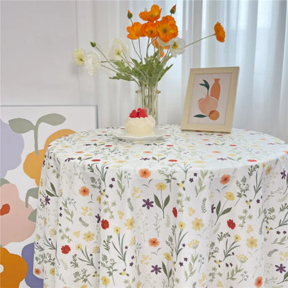 Dining Mat Vintage Floral Table Cloth Chinese Style Printing Elegant Picnic Mat Light Luxury Round Table Tablecloth Girl's Desk