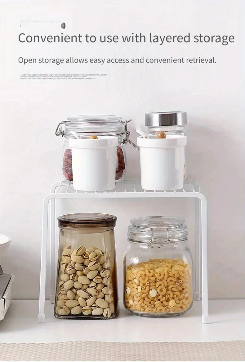 Kitchen Storage Rack, Wrought Iron Seasoning Rack, Countertop Sink, Floor-Standing Bowl and Plate Storage Rack