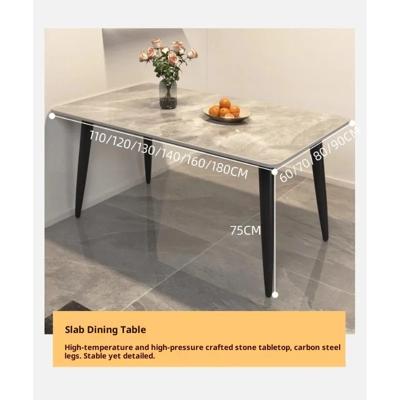 Sintered Stone Dining Table Modern Minimalist Thick Matte Top Light Luxury Glossy Edge Small Space Home Furniture Dinning Table