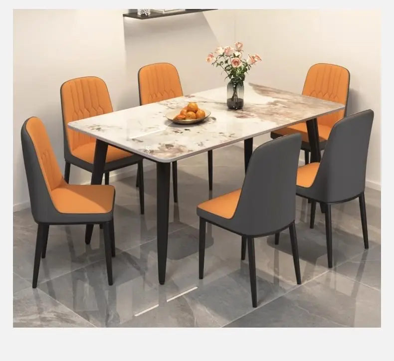 Sintered Stone Dining Table Modern Minimalist Thick Matte Top Light Luxury Glossy Edge Small Space Home Furniture Dinning Table