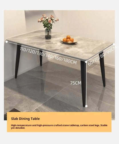 Sintered Stone Dining Table Modern Minimalist Thick Matte Top Light Luxury Glossy Edge Small Space Home Furniture Dinning Table