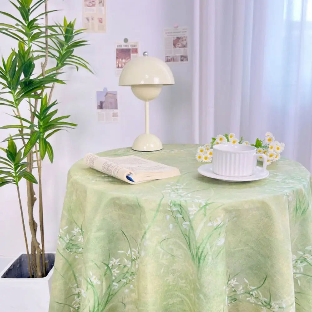 Dining Mat Vintage Floral Table Cloth Chinese Style Printing Elegant Picnic Mat Light Luxury Round Table Tablecloth Girl's Desk