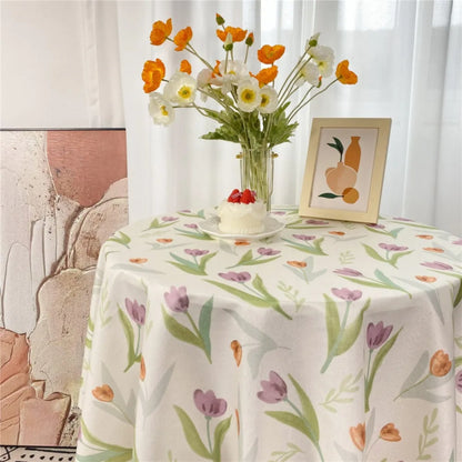 Dining Mat Vintage Floral Table Cloth Chinese Style Printing Elegant Picnic Mat Light Luxury Round Table Tablecloth Girl's Desk