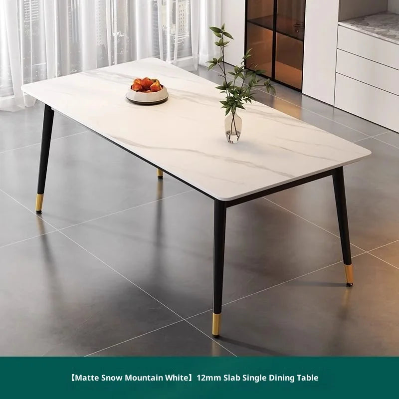 Sintered Stone Dining Table Modern Minimalist Thick Matte Top Light Luxury Glossy Edge Small Space Home Furniture Dinning Table