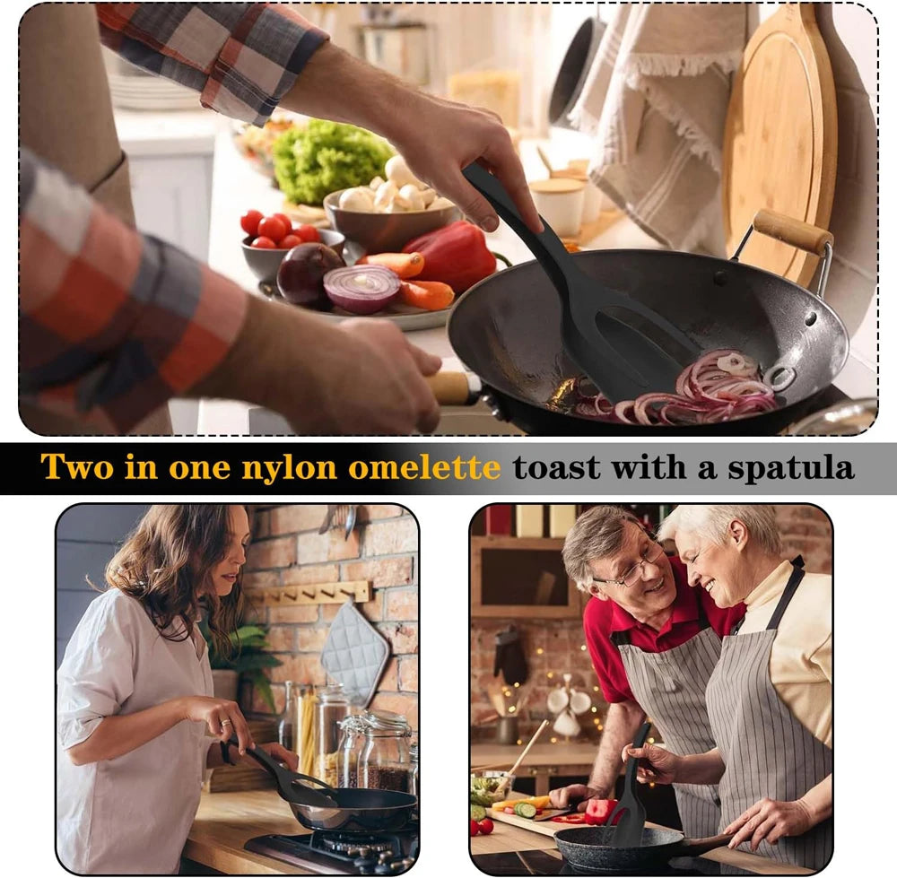 2-in-1 Spatula Tongs Flip Tool