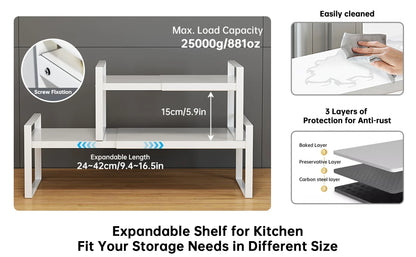 Kitchen Storage Rack under the Sink, Layered Shelf in the Cabinet, Countertop, Extendable Cabinet, Dish Storage Rack for Home Use