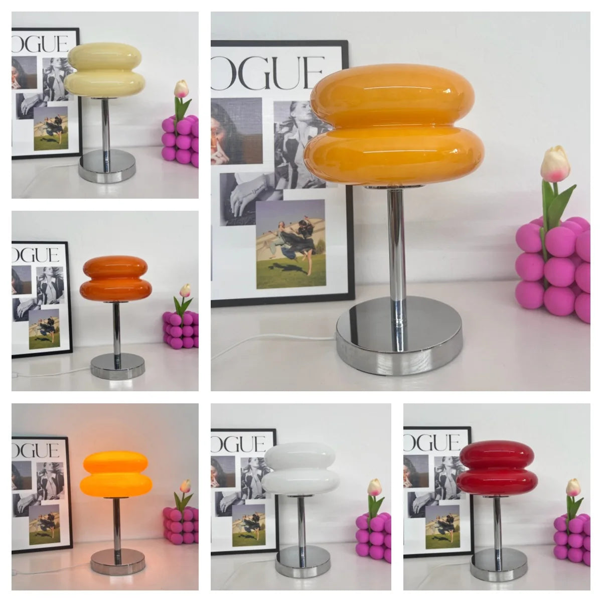 Lampe de table en verre Macaron
