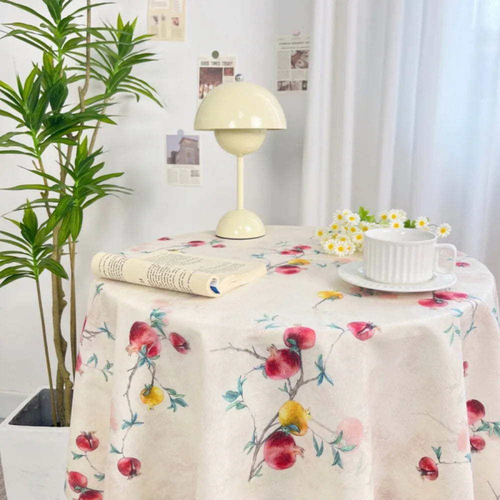 Dining Mat Vintage Floral Table Cloth Chinese Style Printing Elegant Picnic Mat Light Luxury Round Table Tablecloth Girl's Desk