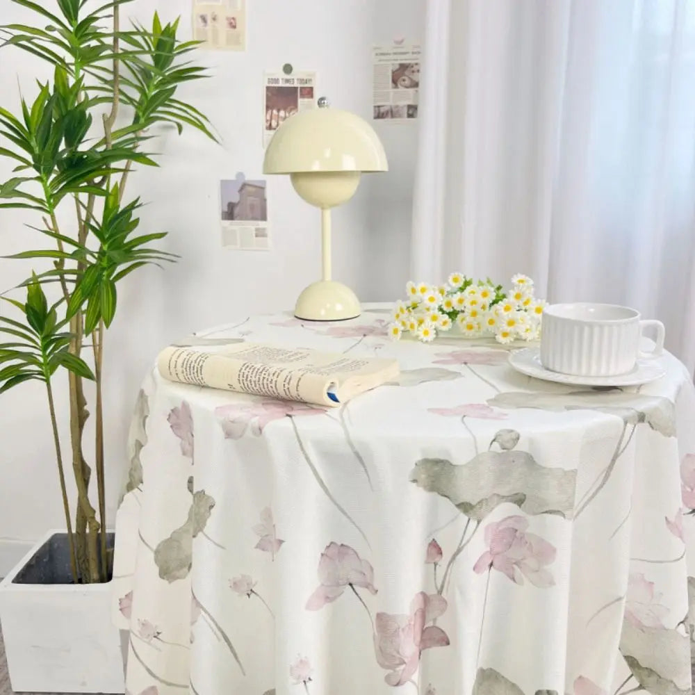 Dining Mat Vintage Floral Table Cloth Chinese Style Printing Elegant Picnic Mat Light Luxury Round Table Tablecloth Girl's Desk