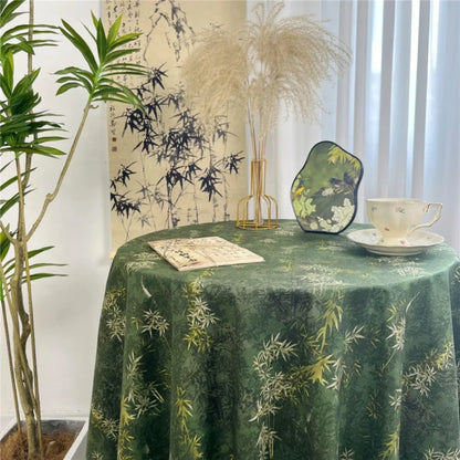 Dining Mat Vintage Floral Table Cloth Chinese Style Printing Elegant Picnic Mat Light Luxury Round Table Tablecloth Girl's Desk