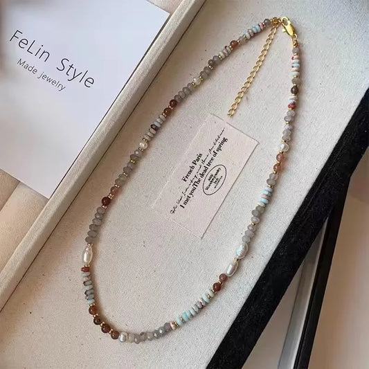 Crystal Stone Pearl Handmade Beadeds Chain Necklace Bracelet Women Luxury Elegant Fashion Charm Aesthetic Jewelry Accessories