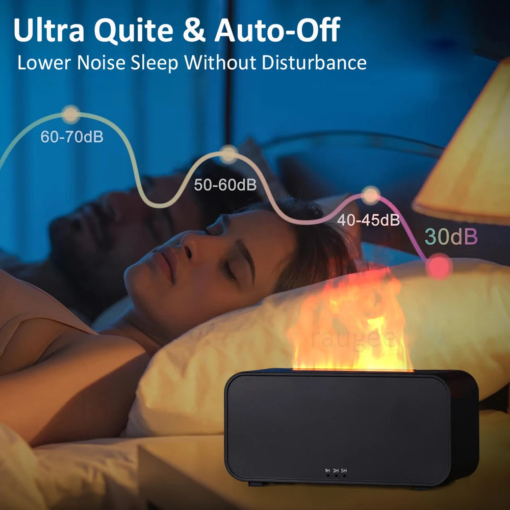 Mini humidificateur d'arômes à flamme avec lumière LED